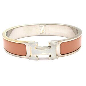 Hermes Bangle Click Silver Beige Silver X Beige